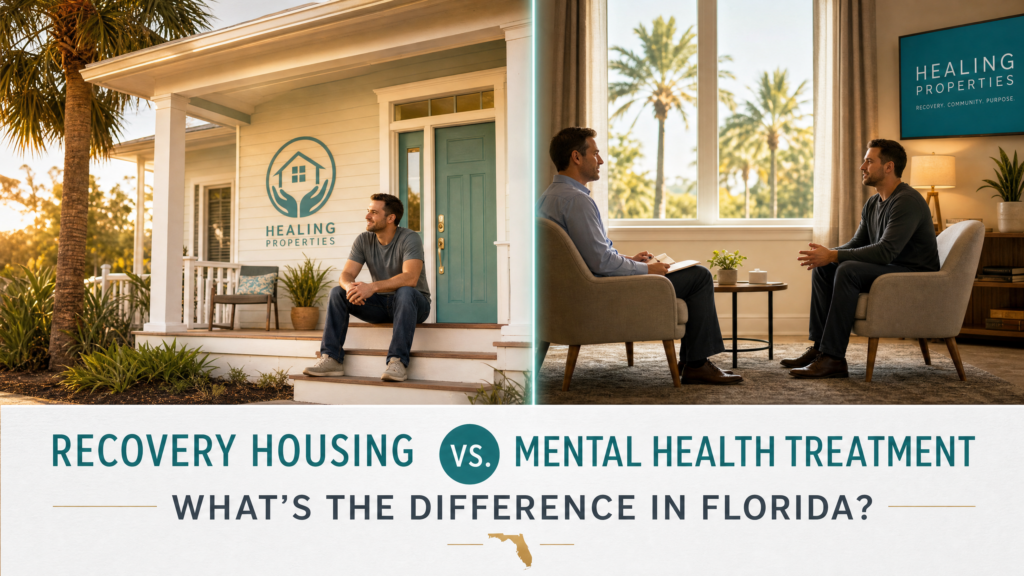 Healing Properties Sober Living in Delray Beach sober living in Florida — recovery housing vs mental health treatment at Healing Properties Delray Beach